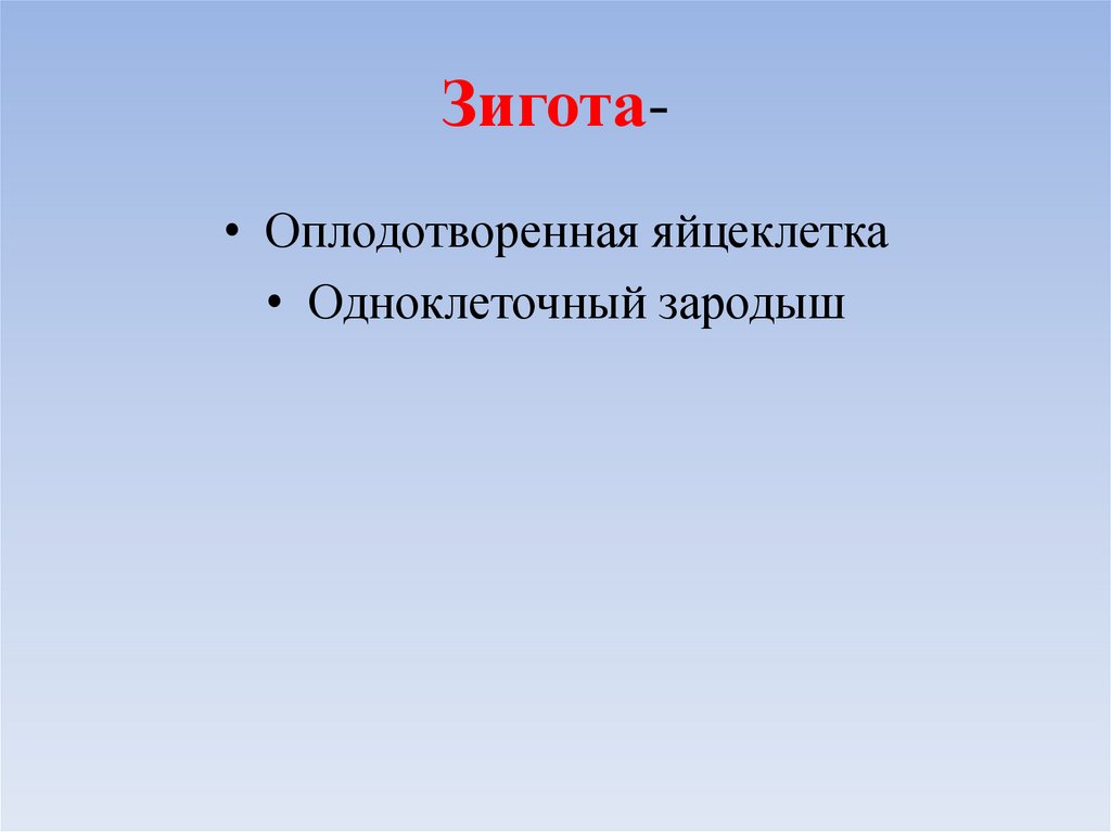 Тест по биологии 8 размножение и развитие. Зигота как одноклеточный зародыш.