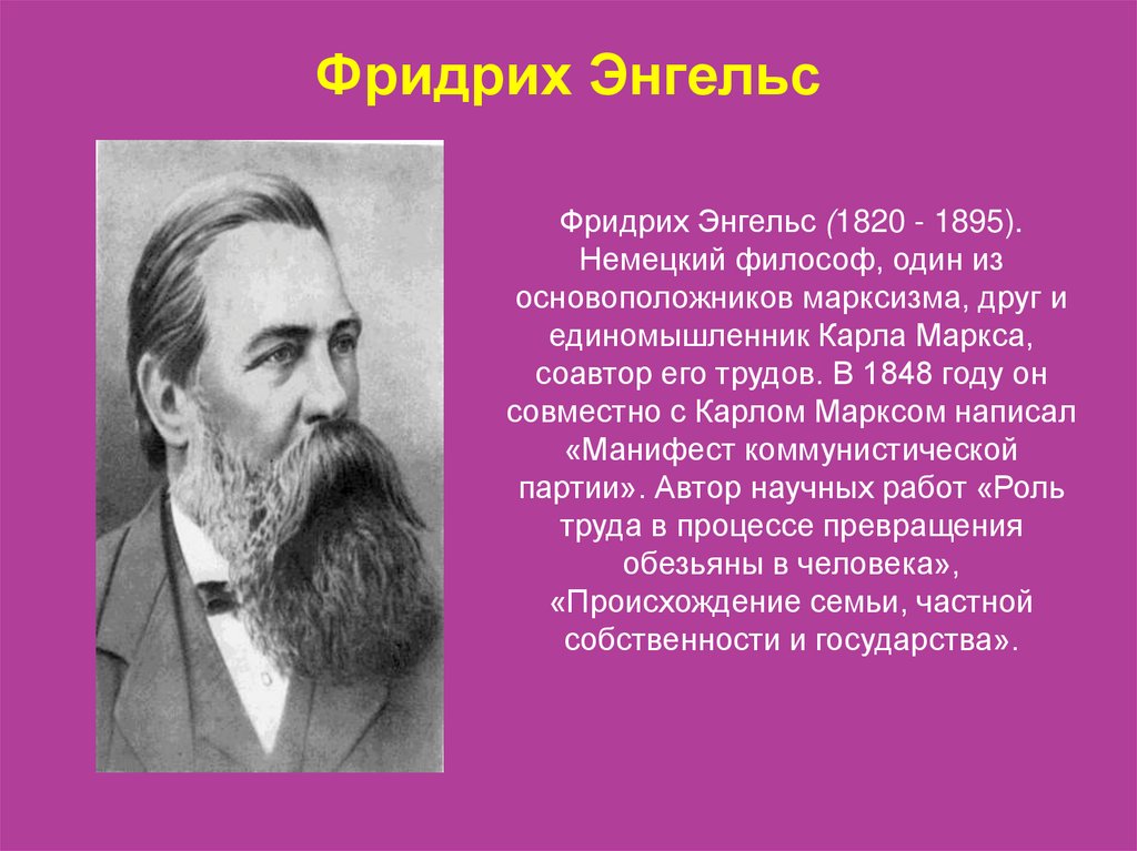 Сколько лет энгельсу. Ф. Энгельс (1820-1895).