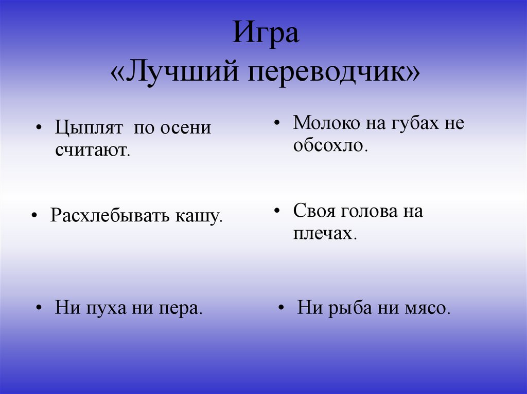 Игра «Лучший переводчик»