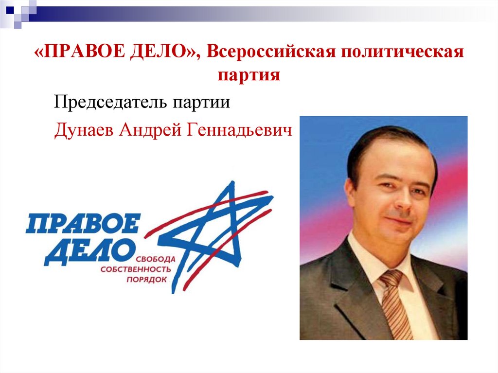 «ПРАВОЕ ДЕЛО», Всероссийская политическая партия