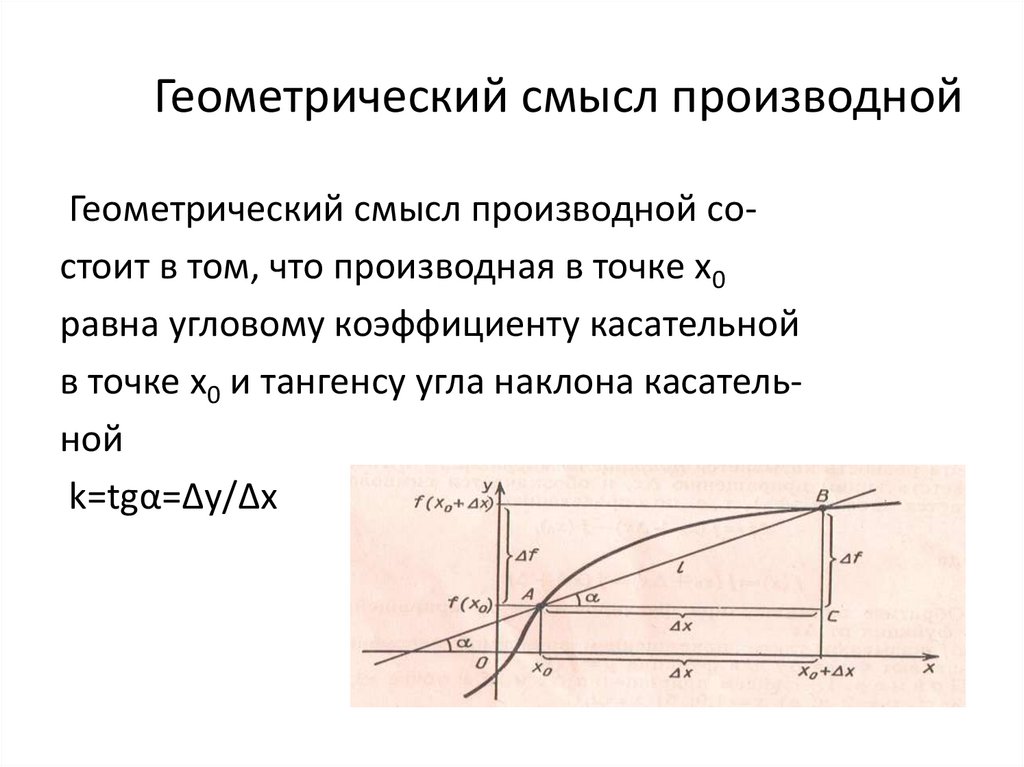 Производная и ее геометрический смысл. Каков геометрический смысл производной функции. Производная функции геометрический смысл. Производная геометрический смысл производной. 1.2 Геометрический смысл производной..