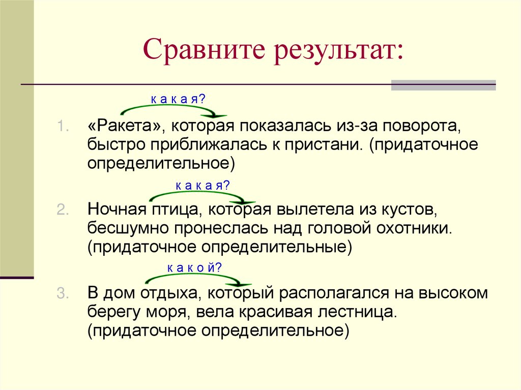 Результаты сравнялись. Придаточные определительные сравнения. Правило сравнения результатов.