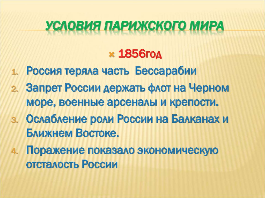 Условия парижского мирного договора