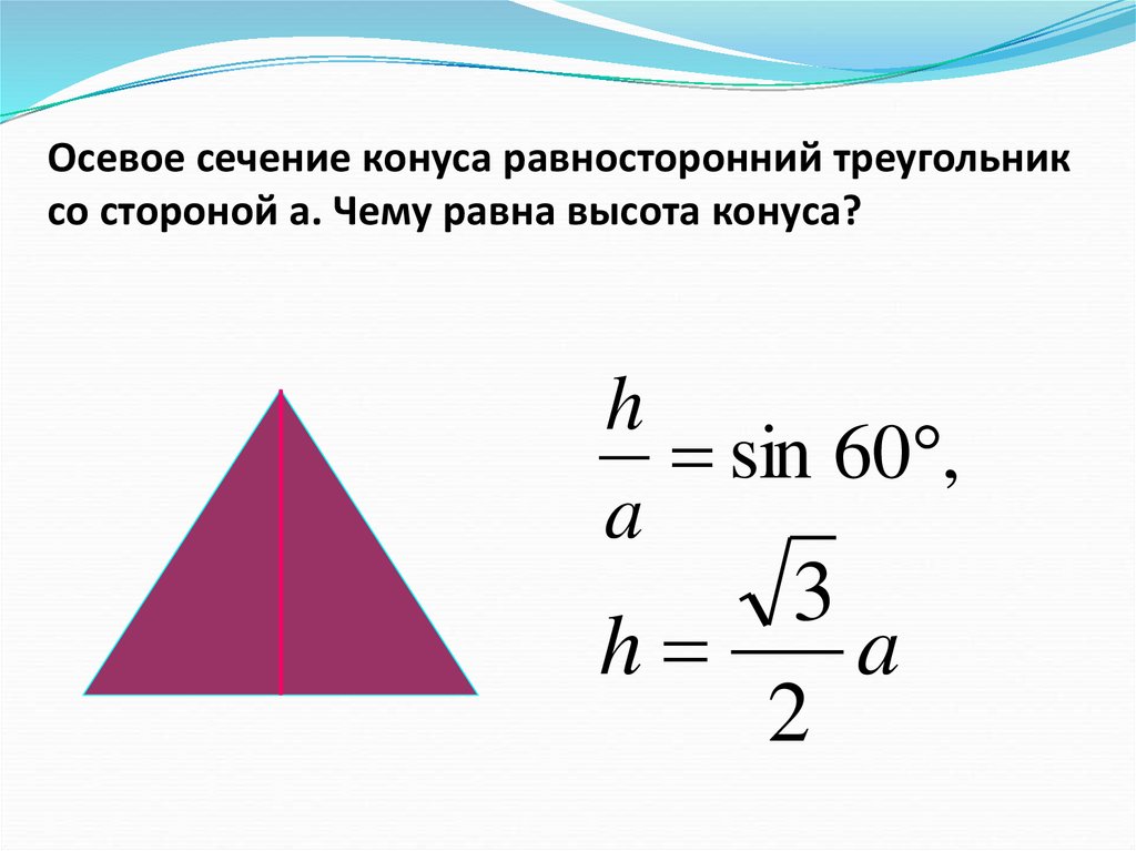 Осевое сечение конуса 120