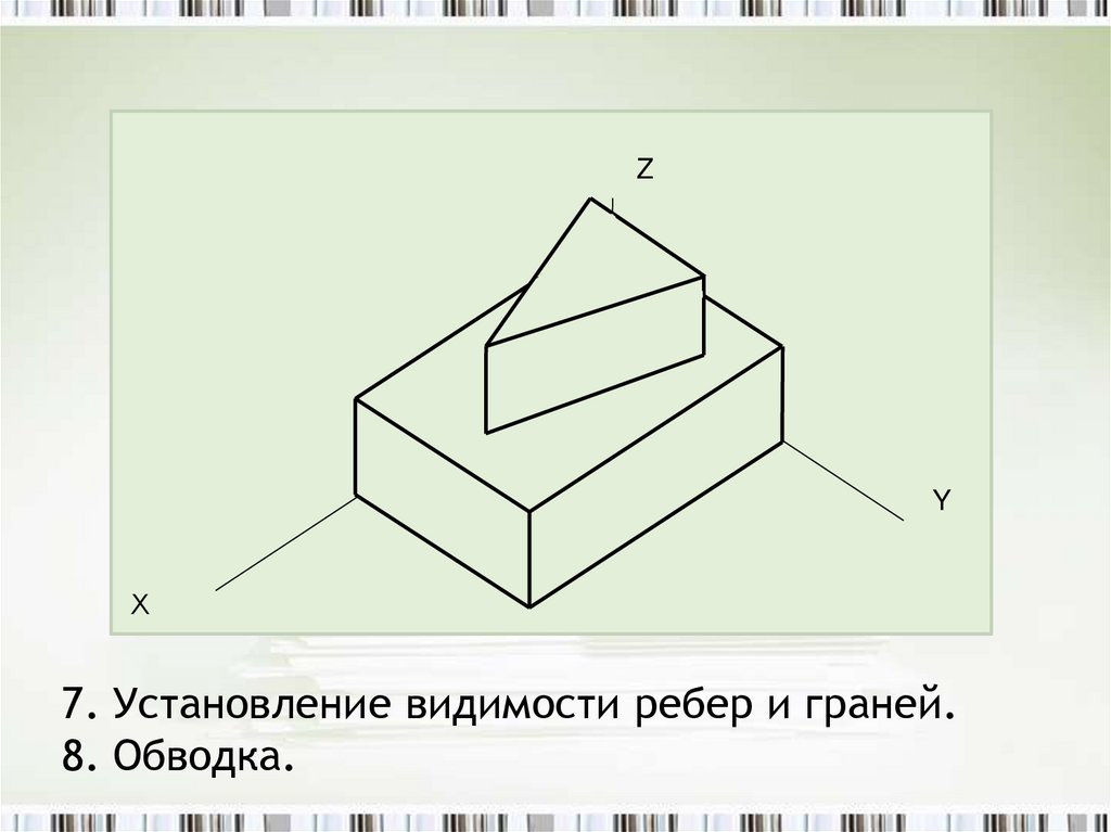 Видимость ребер и граней шестигранной наклонной пирамиды правильно определена на чертеже