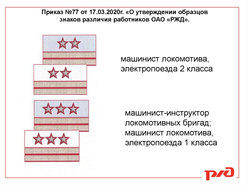 Знаки различия ржд нового образца