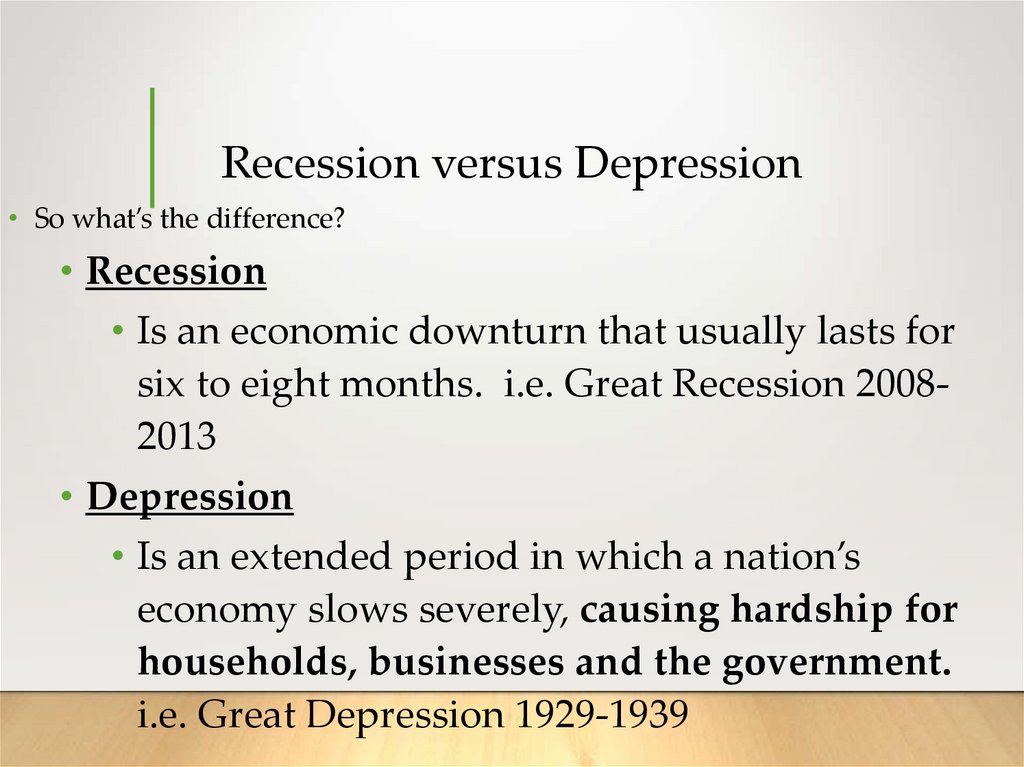 Recession versus Depression