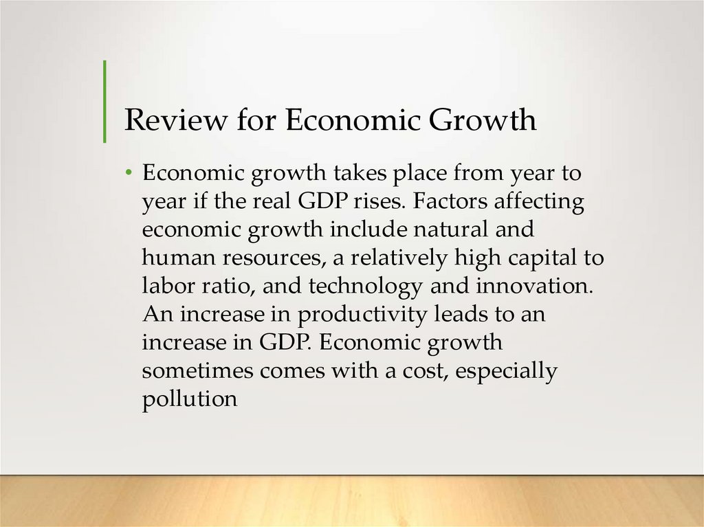 Review for Economic Growth