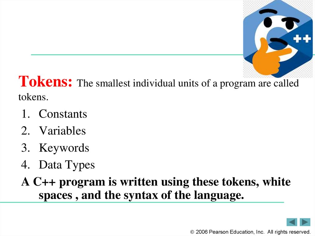 Tokens: The smallest individual units of a program are called tokens.