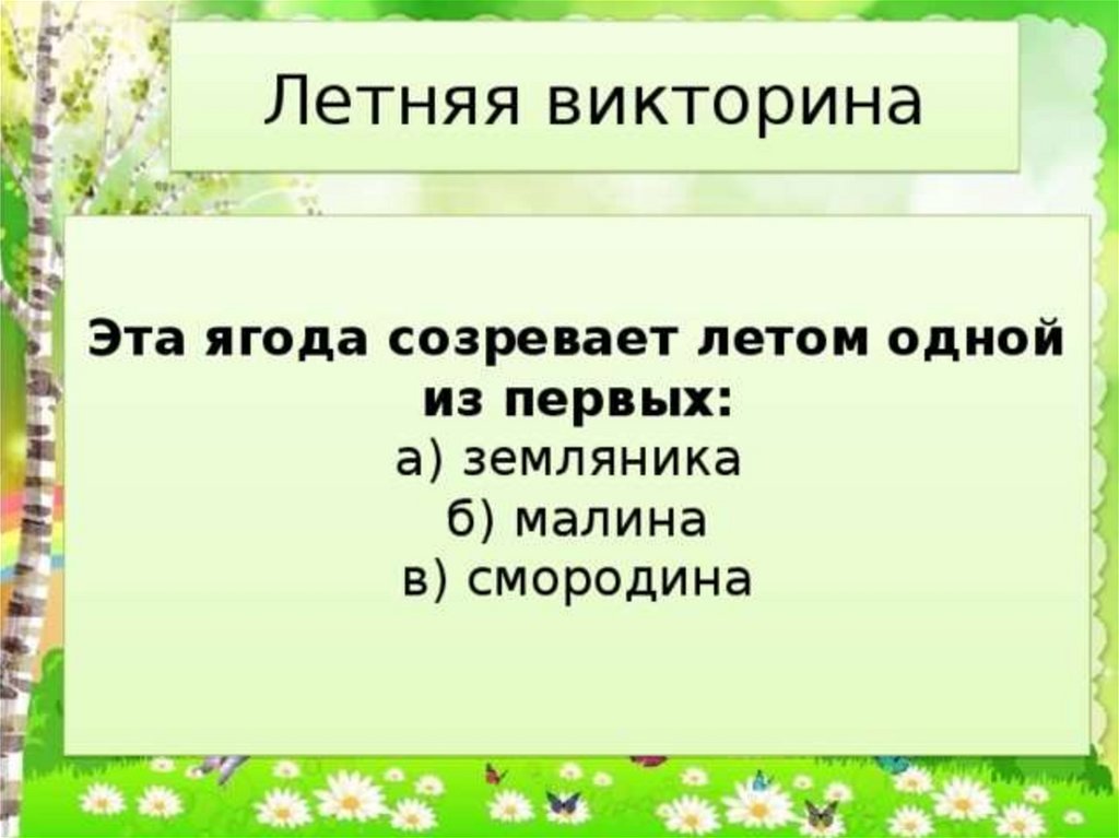 Презентация викторина лето для младших школьников