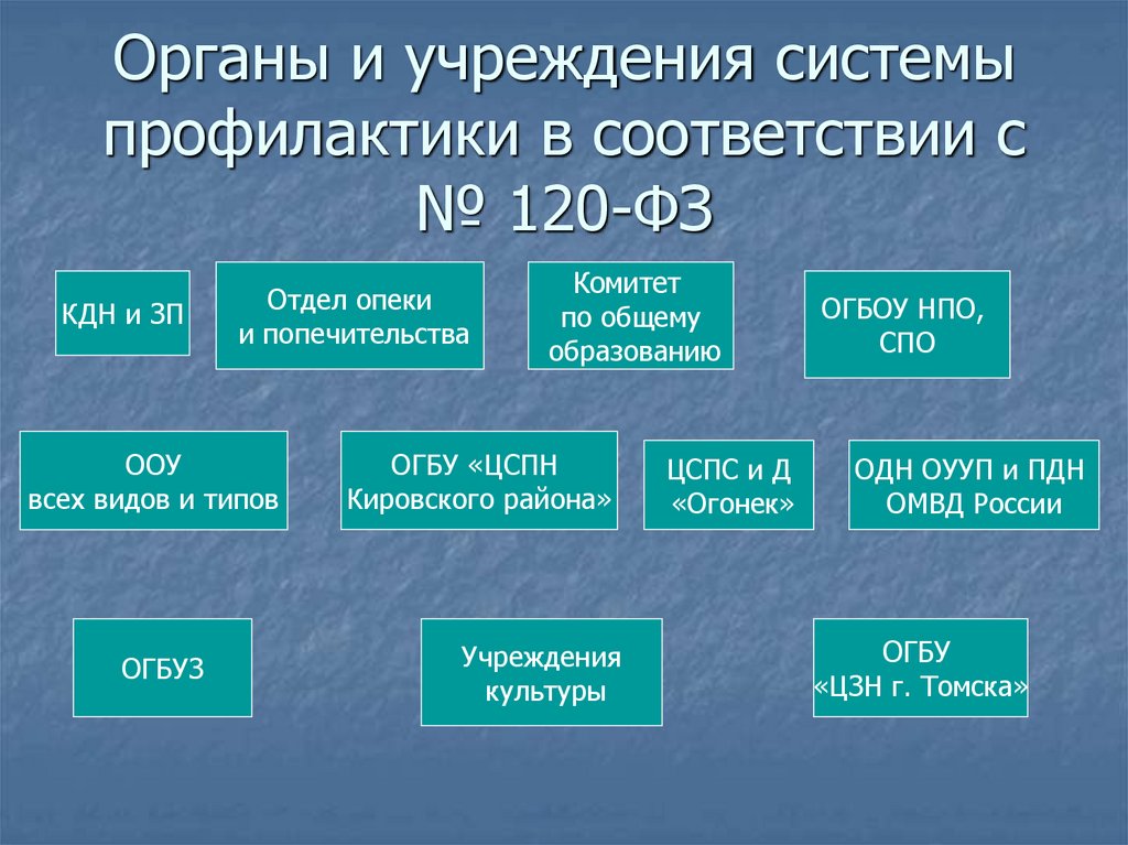 Специалистов органов и учреждений системы профилактики