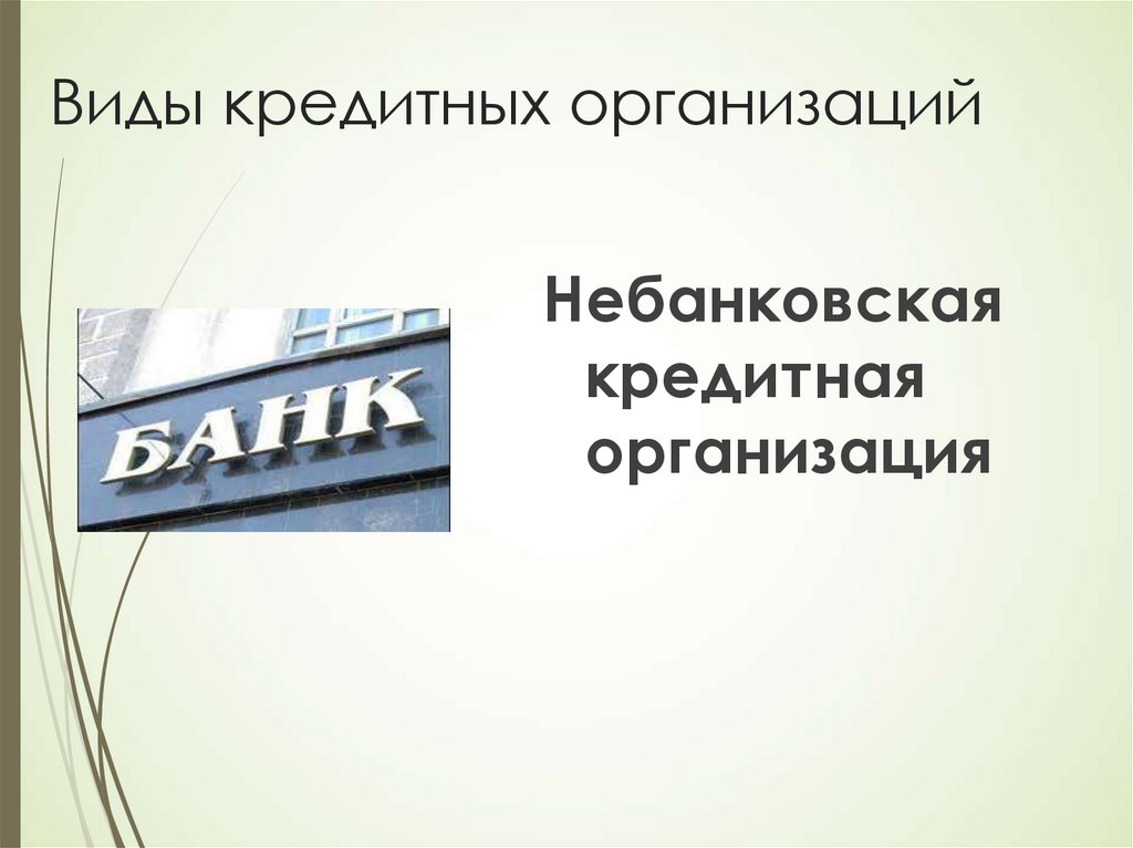 Кредитные организации доклад. Виды кредитных организаций. Виды кредитов.