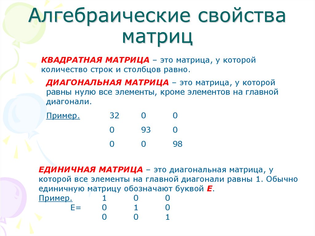 Основное алгебраическое свойство