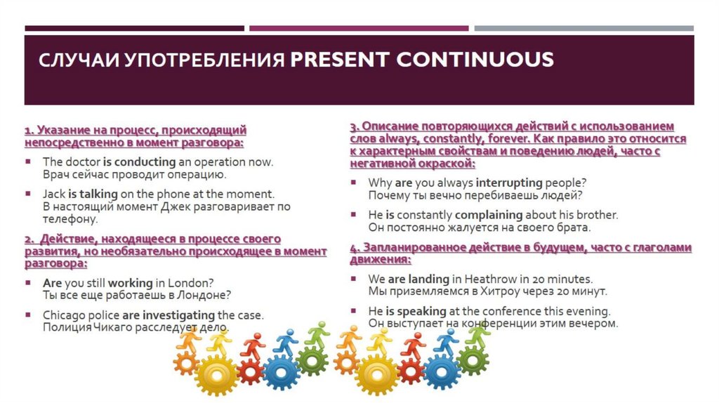 Употребление present continuous