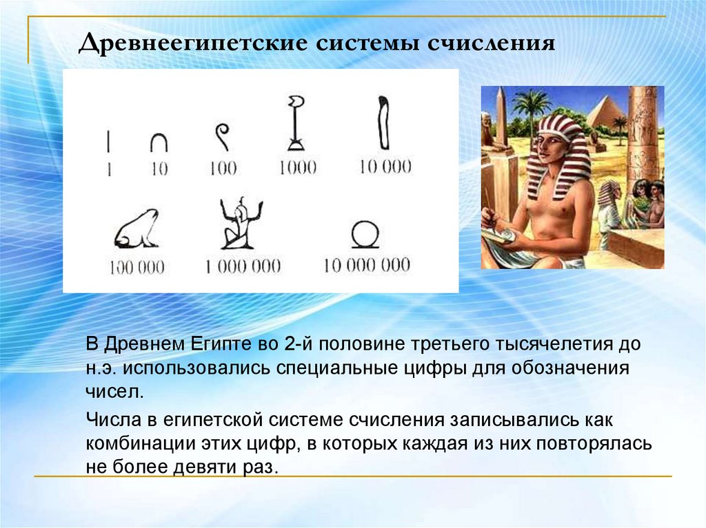 Древнеегипетская система счисления презентация