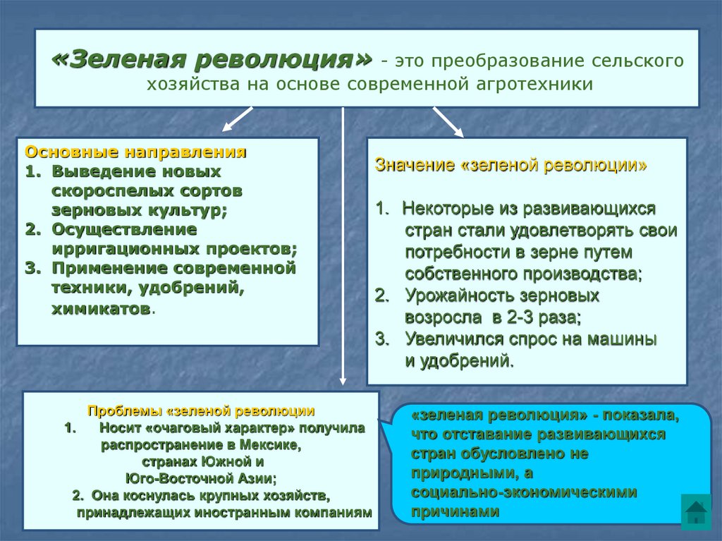 Зеленая революция. Основные направления зеленой революции. Предпосылки зеленой революции. Зеленая революция и ее основные направления.