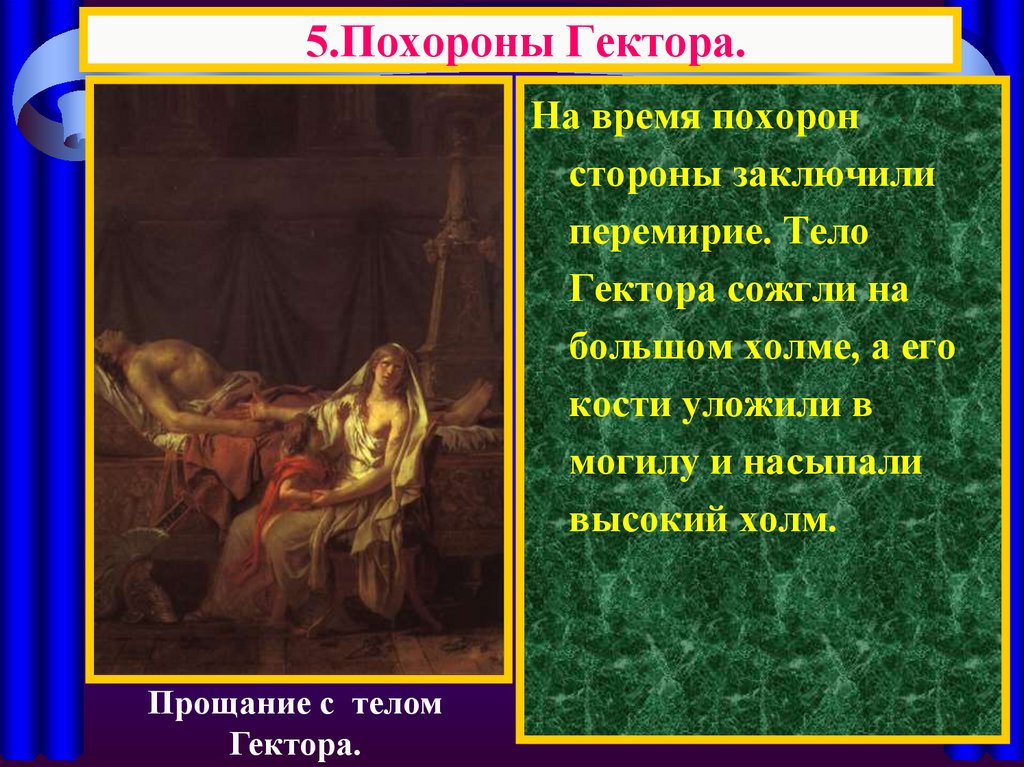 Что вы знаете о герое андромахе. Похороны Гектора Илиада. Похороны Гектора 5 класс. Погребение Гектора. Похороны Гектора история 5 класс.