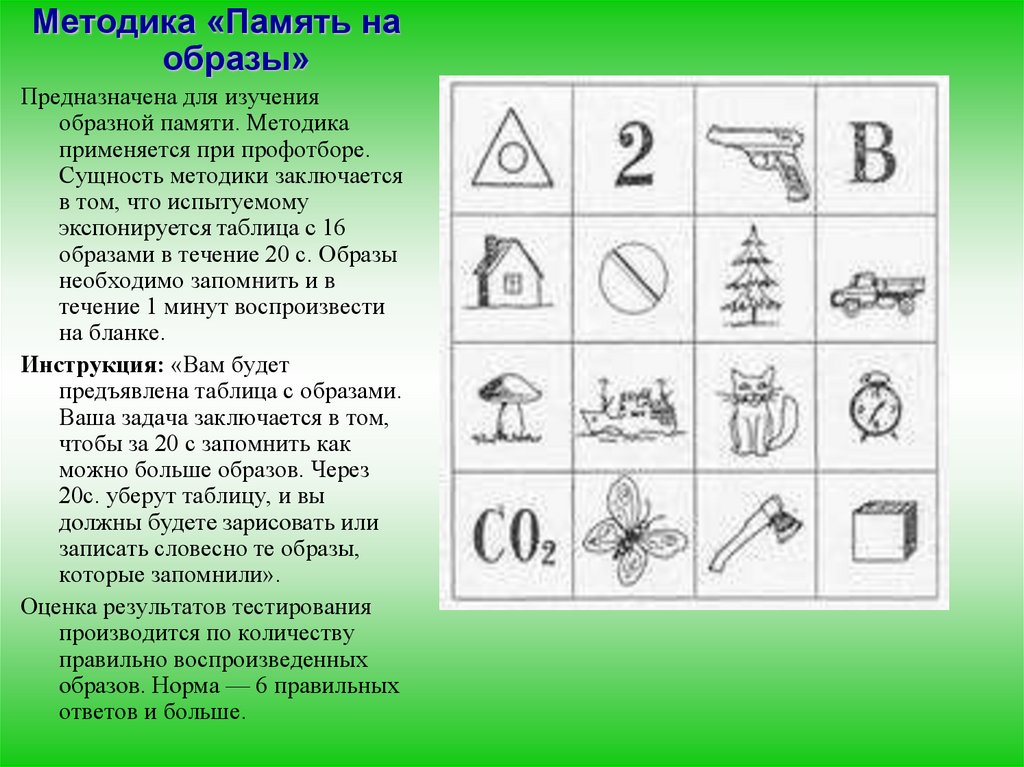 Пройти тест на память картинки