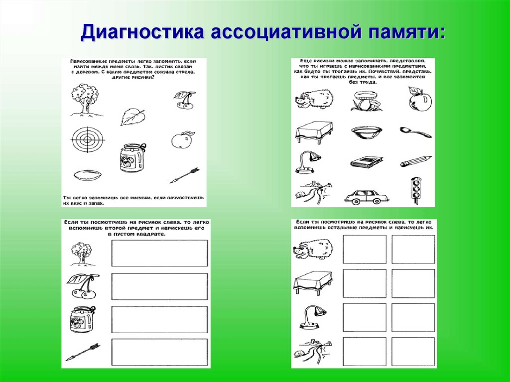 Картинки для обследования памяти