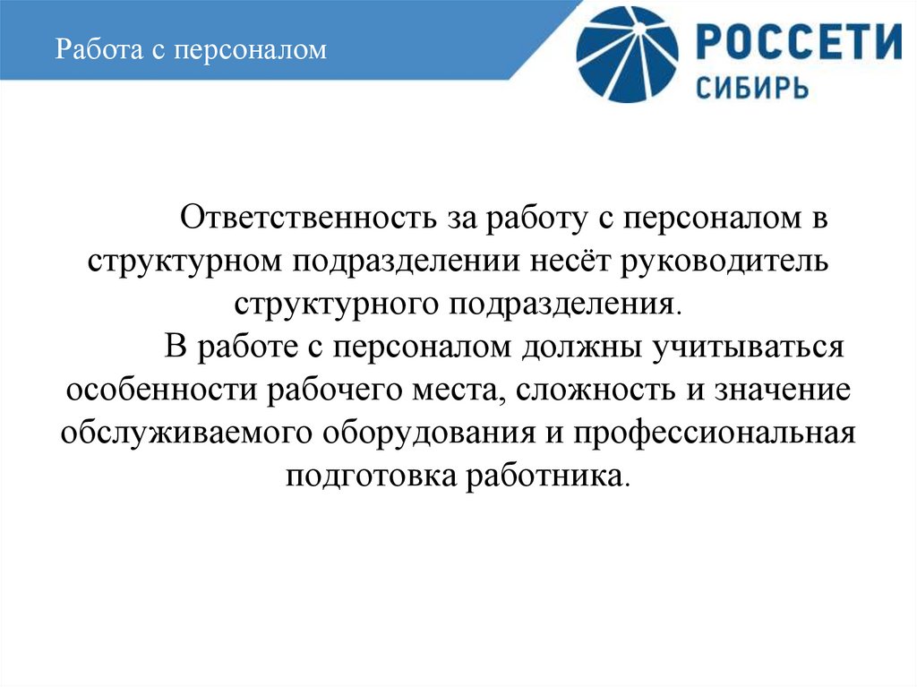 Порядок работы с персоналом в организациях электроэнергетики образец