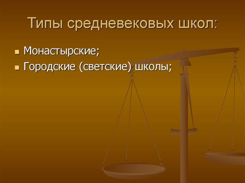 Типы средневековых школ: