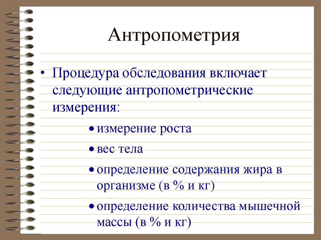 Схема структура антропометрии