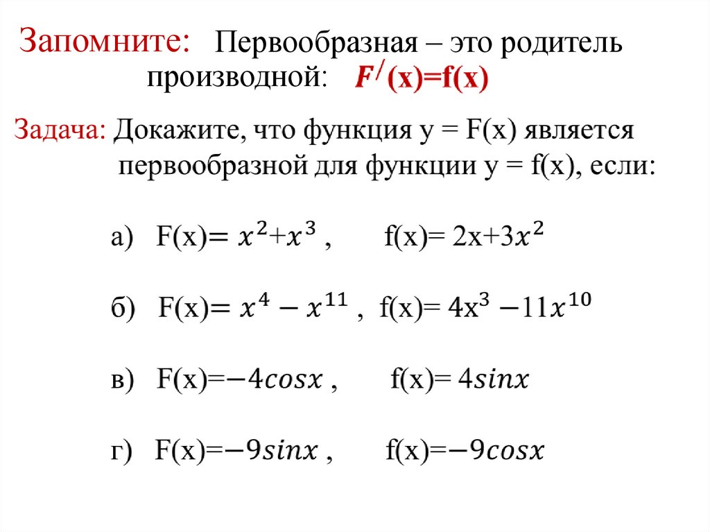 Первообразная 11 класс презентация