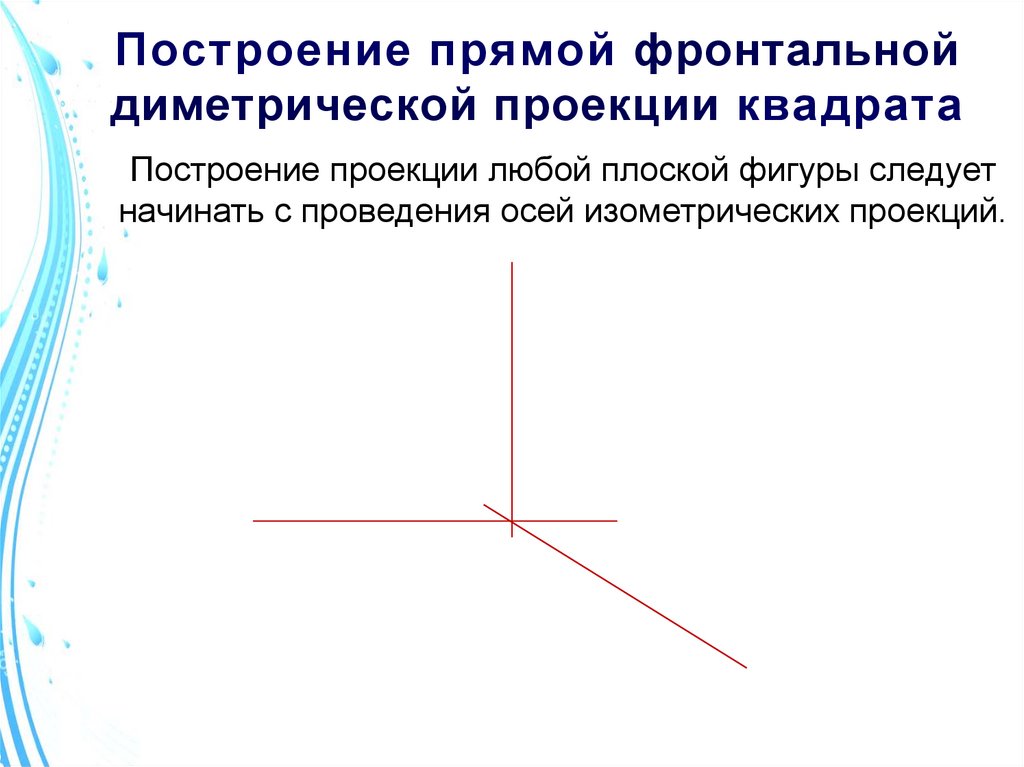 Построение прямой фронтальной диметрической проекции квадрата