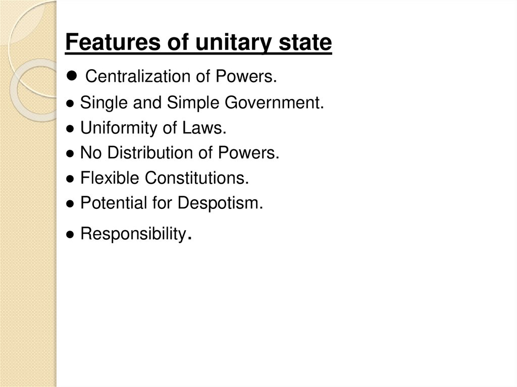features of unitary government