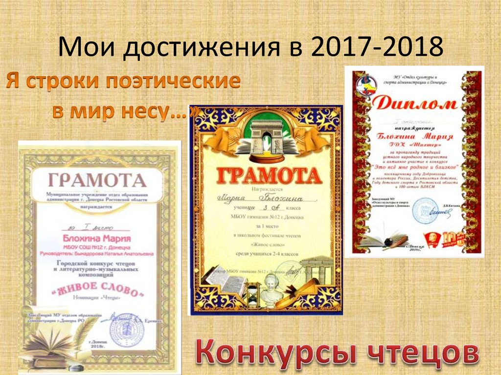 Мои достижения в 2017-2018
