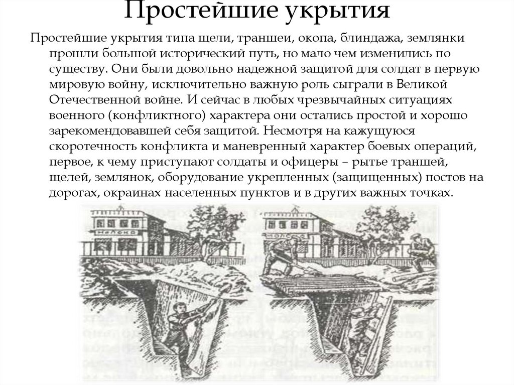 Простейшие укрытия. Укрытия простейшего типа траншеи. Простейшие укрытия Назначение. Простейшие укрытия траншеи.