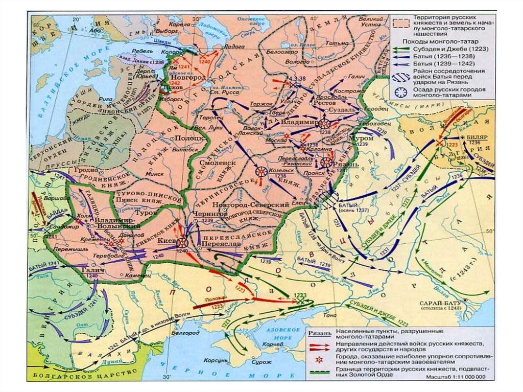 Татаро монгольское нашествие карта