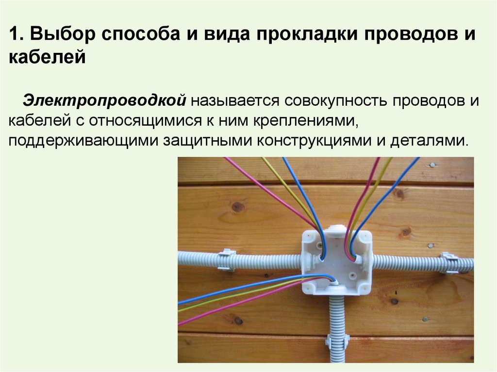 Выбор способа и вида прокладки проводов и кабелей. Конструкции для .