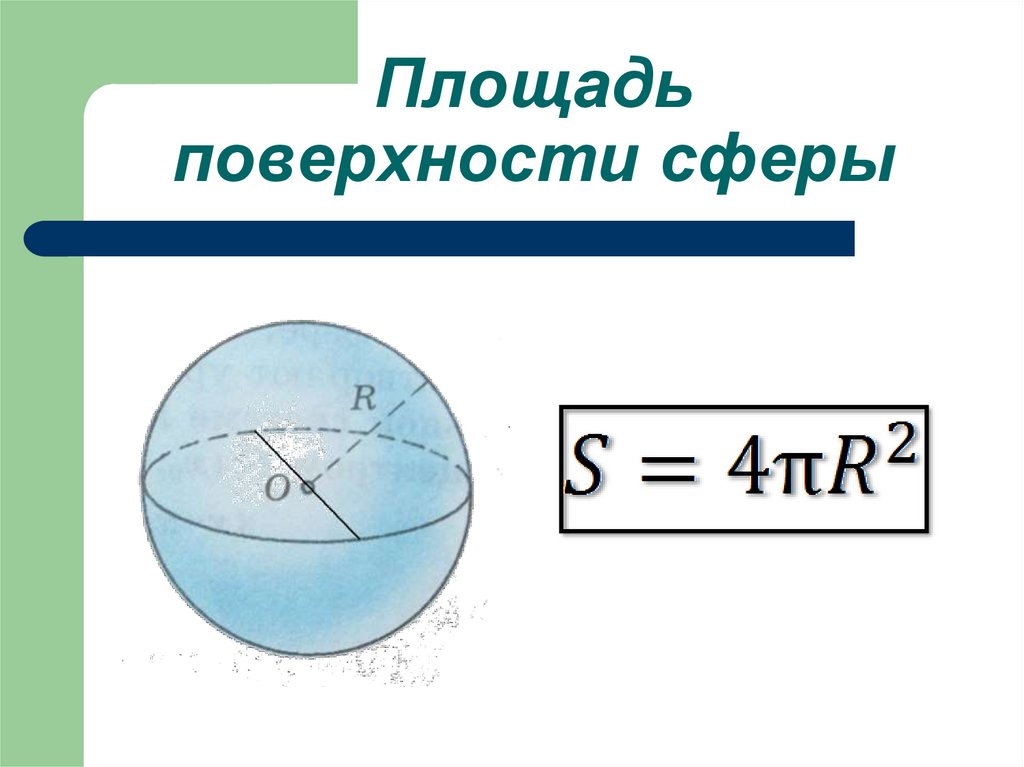 Поверхностью шара является. Площадь полной поверхности сферы и шара. Площадь сферы формула. Вычисление площади поверхности сферы.
