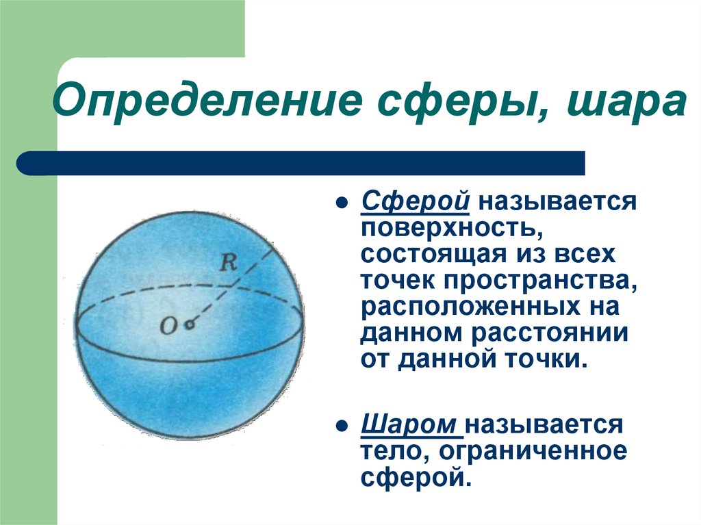 Как называется поверхность шара. Определение шара и сферы. Сфера определение. Сфера и шар. Сфера и шар основные понятия.