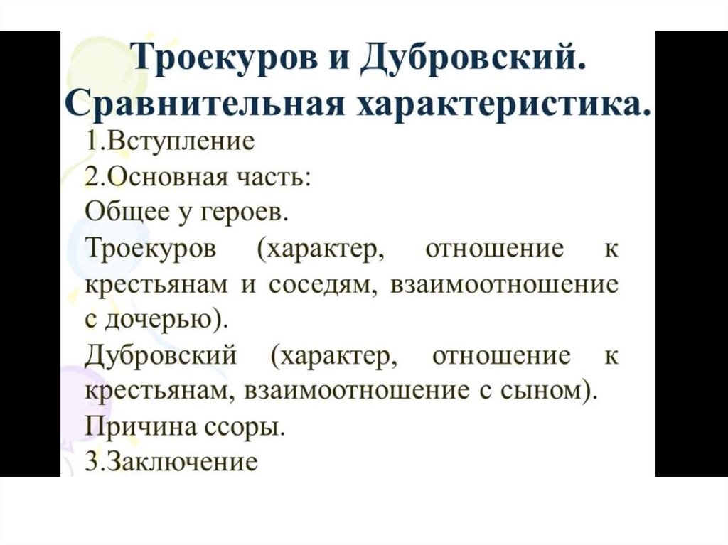 Троекурово и дубровский сравнительная характеристика