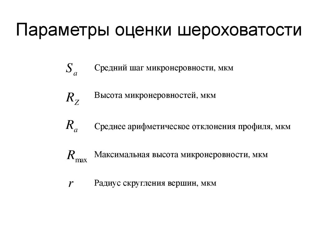 Параметры оценки шероховатости