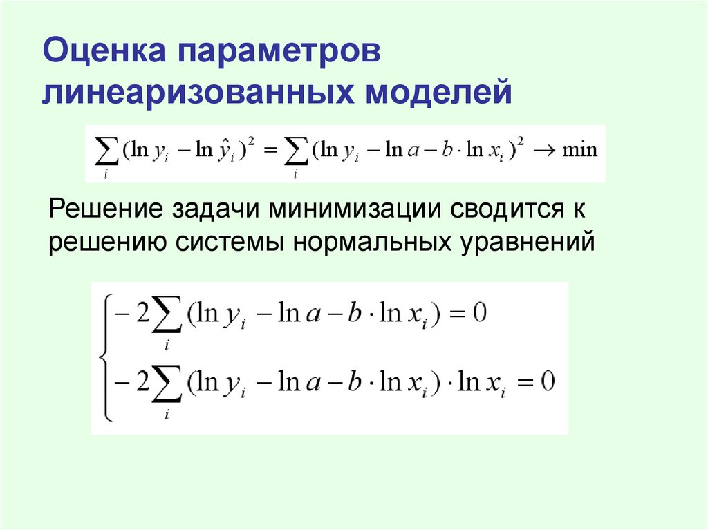 Виды регрессии в эконометрике. Решение задачи минимизации. Нелинейная парная регрессия линеаризация. Линеаризованная модель.