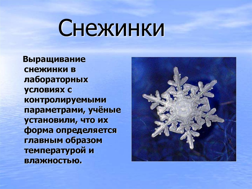 Как из воды получить снежинки проект