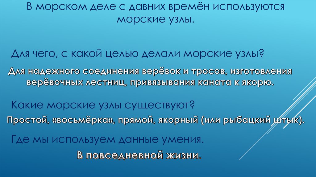 Порт изделие канатная лестница 4 класс презентация