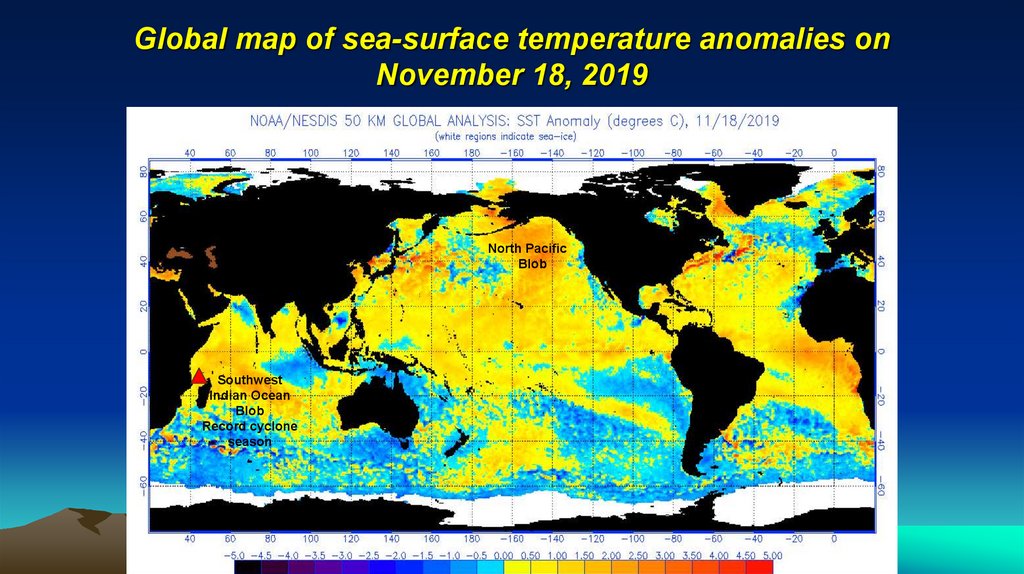 Global map of sea-surface temperature anomalies on November 18, 2019