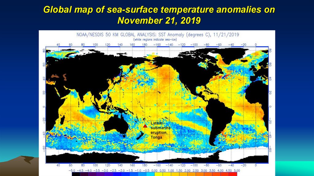 Global map of sea-surface temperature anomalies on November 21, 2019