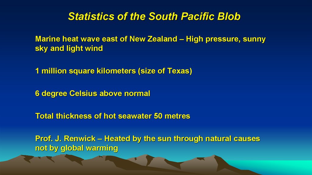 Statistics of the South Pacific Blob