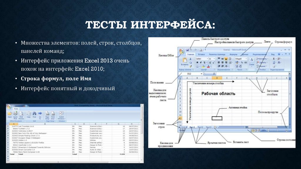 Тесты интерфейса:
