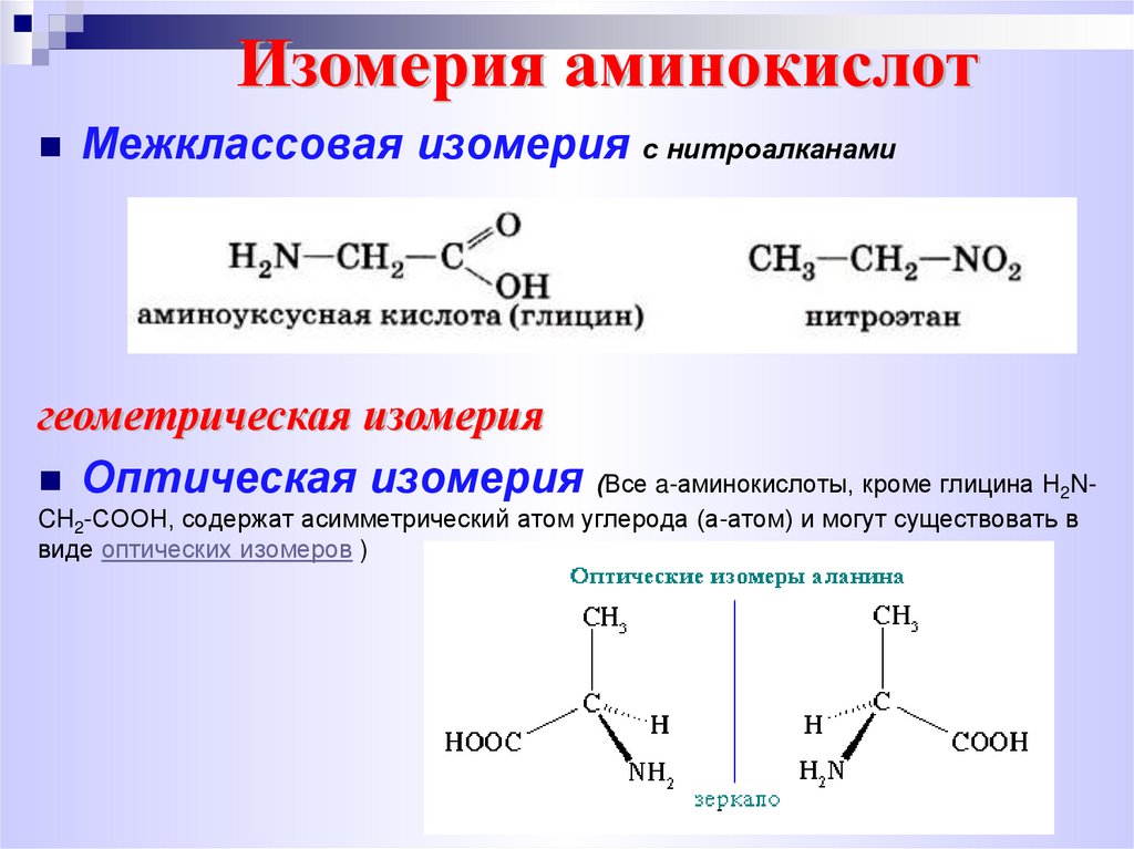 Изомерия аминокислот