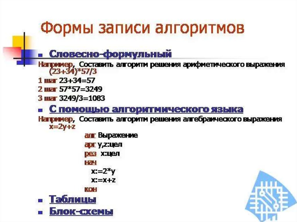 Наибольшей наглядностью обладают формы записи алгоритмов. Словесная форма записи алгоритма. Словесная форма записи алгоритма пример. Текстовая форма записи алгоритма. Вербальная запись алгоритма.