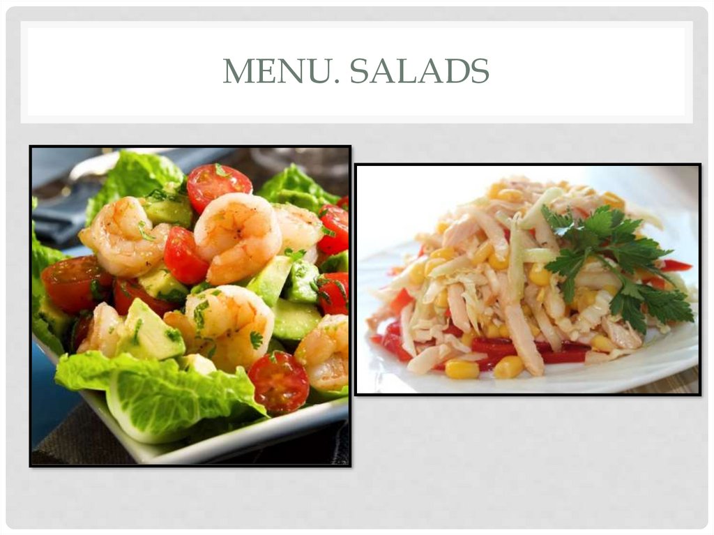 Menu. Salads