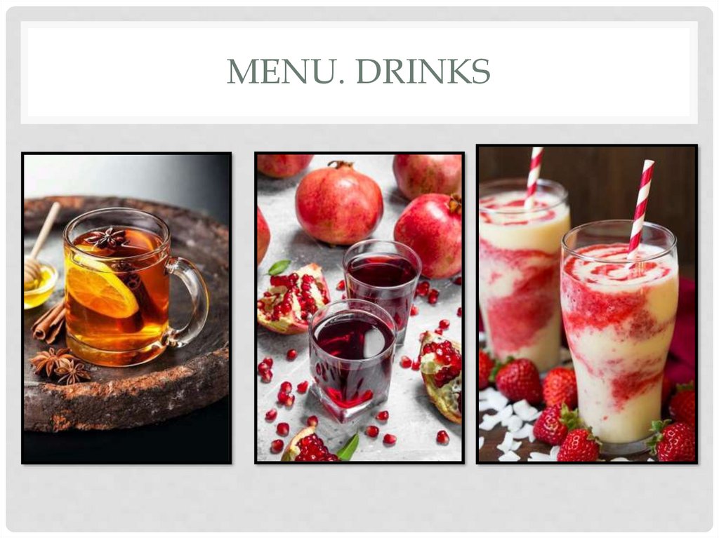 Menu. Drinks