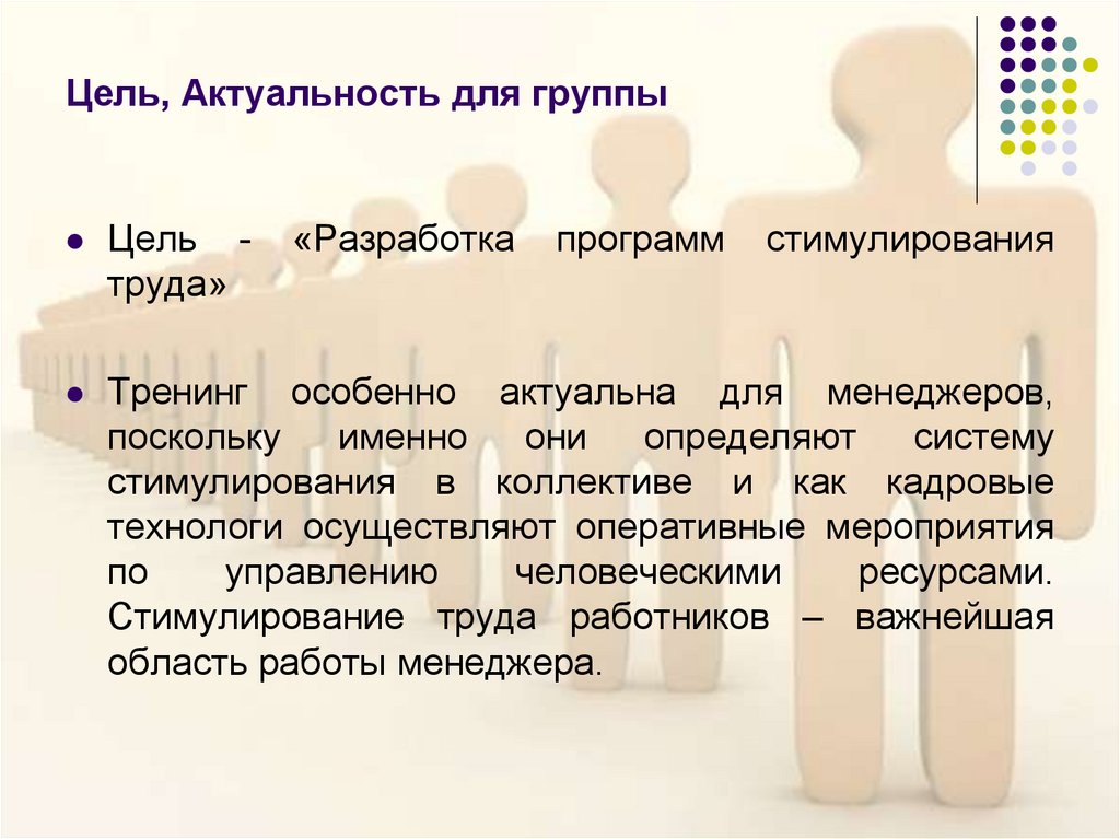 Цель, Актуальность для группы