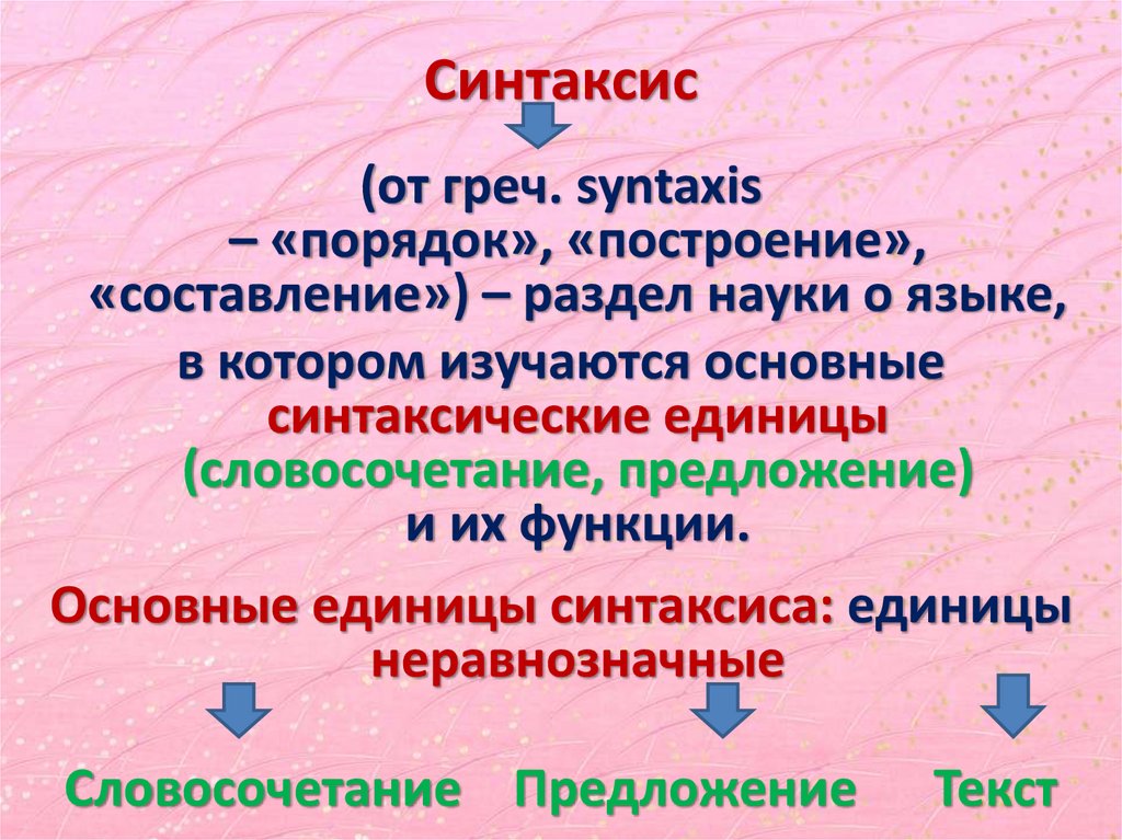 Единицы синтаксиса